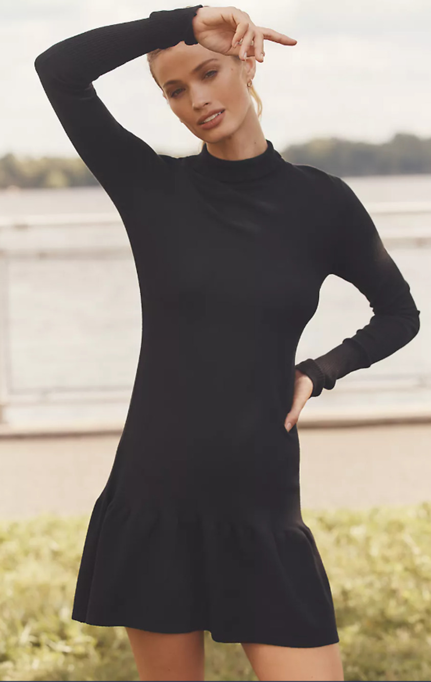 NWT Anthropologie Sundays Black Carbon Mini Dress - XS
